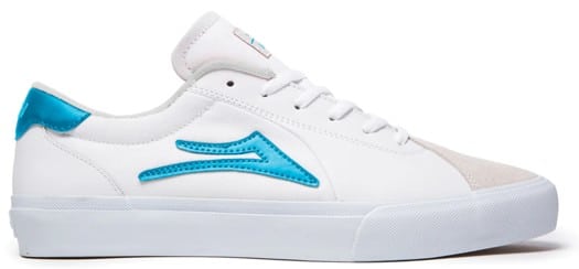 Lakai Flaco II Skate Shoes - white/cyan leather - view large