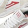 Lakai Telford Low Skate Shoes (Closeout) - (chocolate) white/red suede - detail