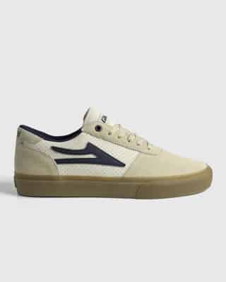 Lakai Manchester Skate Shoes - whisper white suede/navy - view large
